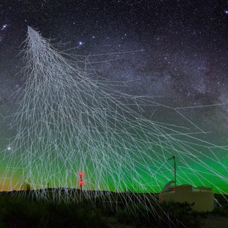 An artist's rendering of a cosmic-ray air shower